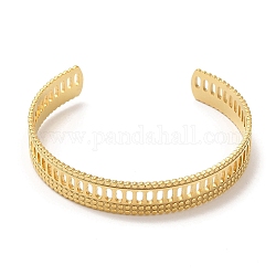 Ion Plating(IP) 304 Stainless Steel Bangles, Hollow Cuff Bangles for Women, Real 18K Gold Plated, Inner Diameter: 2-1/8 inch(5.5cm)