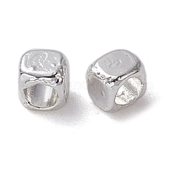 Legierung Tibetische Perlen, langlebig plattiert, Viereck, Silber, 2x2x2 mm, Bohrung: 1.2 mm