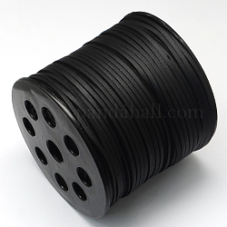 Cuerda de ante imitación, encaje de imitación de gamuza, un lado que cubre con cuero de imitación, negro, 2.7x1.4mm, alrededor de 98.42 yarda (90 m) / rollo