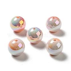Placage uv perles acryliques irisées arc-en-ciel opaques, ronde, orange, 16.5~17.5x17~18mm, Trou: 2.7mm
