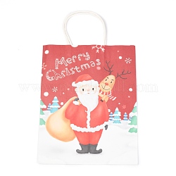 Kraftpapiertüten zum Thema Weihnachten, mit Griffen, für Geschenktüten und Einkaufstüten, Weihnachtsmann-Muster, 35 cm