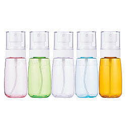 Set di flaconi spray in plastica petg trasparente da 60 ml, con spruzzatore e coperchio della pompa della nebbia, colore misto, 11.4x4.1cm, Capacità: 60ml, 5 pc / set
