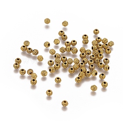 Perles de séparateur de style tibétain , de couleur or antique , sans plomb & sans nickel & sans cadmium , 4x4.5mm, Trou: 1mm