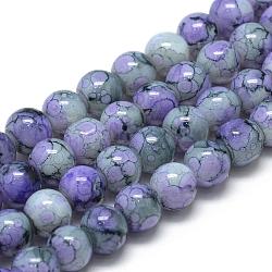 Chapelets de perles en verre peint, tourbillon de perles de verre, ronde, bleu ardoise moyen, 6~6.5mm, Trou: 1.5mm, Environ 145 pcs/chapelet, 31.8 pouce (80.7 cm)