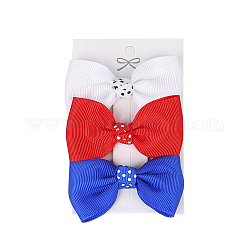 Ribbon Bowknot Alligator Hair Clips Set, 4th of July Independence Day Theme Hair Accessories for Women Girls, Royal Blue, 90mm, White, 65x105mm, 3pcs/set