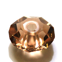 Perles d'imitation cristal autrichien, grade AAA, facette, plat rond, peachpuff, 8x4mm, Trou: 0.9~1mm
