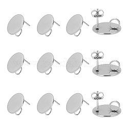 Unicraftale 304 Stainless Steel Stud Earring Findings & Ear Nuts, Earring Backs, Flat Round, Stainless Steel Color, 60pcs/box