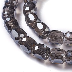 Perles en verre electroplate, perle plaquée lustre, tonneau à facettes, grises , 8x8mm, Trou: 1mm