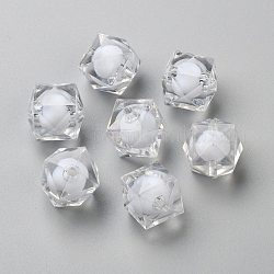 Transparent Acrylic Beads, Bead in Bead, Faceted Cube, Clear, 20x19x19mm, Hole: 3mm, about 120pcs/500g