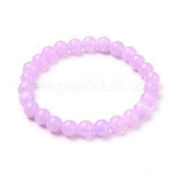 Bracelets de perles extensibles en acrylique, ronde, lilas, diamètre intérieur: 2-1/8 pouce (5.4 cm), perle: 8 mm