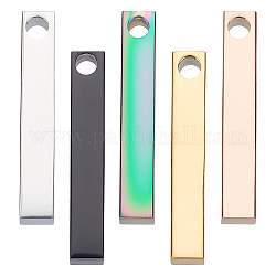 Sunnyclue 5 pz 5 colori placcatura sottovuoto 304 pendenti in acciaio inossidabile, rettangolo / bar, colore misto, 30x5x5mm, Foro: 3 mm