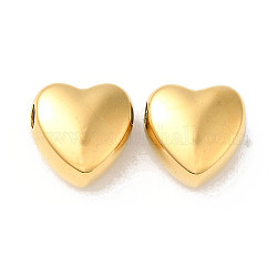 Lucidatura manuale 304 perline in acciaio inox, cuore, vero placcato oro 18k, 10.5x11x6.5mm, Foro: 2.5 mm