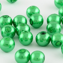 Абс пластмасса имитация жемчужина круглые бусины, весенний зеленый, 8 мм, отверстие : 2 мм, Около 1950 шт / 500 г