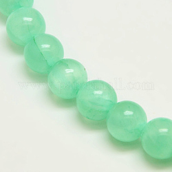 Dyed Natural Green Jade Beads Strands, Round, Turquoise, 4mm, Hole: 1mm, about 90pcs/strand, 15.74 inch