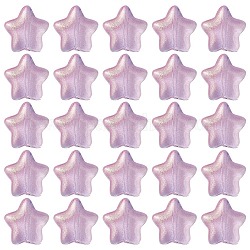 Transparent Spray Painted Glass Beads, with Glitter Powder, Star, Lilac, 8x8.5x4mm, Hole: 1mm