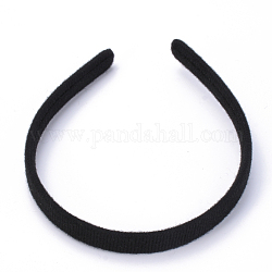 Accessoires pour cheveux accessoires de bande de cheveux en plastique uni, pas de dents, de velours, noir, 122 mm, 13 mm
