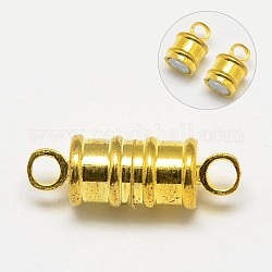 Chiusure magnetiche in ottone con passanti, colonna, oro, 17x6mm, Foro: 2 mm