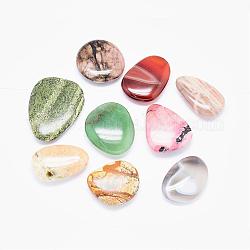 Naturstein Perlen sortiert, gefärbt, Mischformen, kein Loch / ungekratzt, 35~52x25~38x8~11 mm