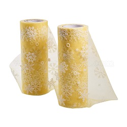 Сетчатые ленты со снежинками в стиле деко, тюль ткань, Тюль-рулонная ткань для юбки, желтое шампанское, 6 дюйм (15 см), о 10yards / рулон (9.144 м / рулон)