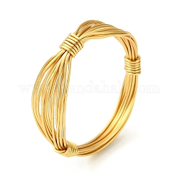 Brass Copper Wire Wrap Finger Rings, Light Gold, Inner Diameter: 18mm
