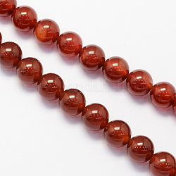 Round Dyed Natural Carnelian Beads Strands, 4mm, Hole: 1mm, about 94pcs/strand, 15.7 inch