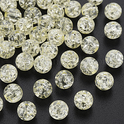 Perles en acrylique transparentes craquelées, ronde, jaune, 8x7mm, Trou: 1.8~2mm, environ 1745 pcs/500 g