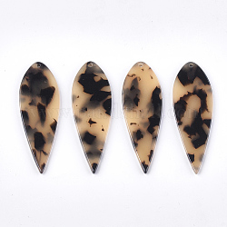 Pendenti in cellulosa acetato (resina), stampa leopardo, lacrima, papayawhip, 39x13x2.5mm, Foro: 1.5 mm