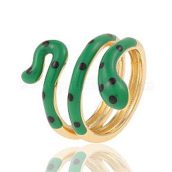 Schlangenmanschettenring aus Emaille, Vergoldeter stämmiger Ring aus Messing für Damen, grün, uns Größe 14 (23mm)