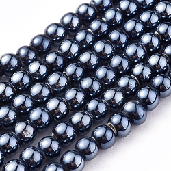 Fili di perline porcellana fatto a mano , perlato, tondo, nero, 6~6.5x5.5mm, Foro: 2.5 mm, circa 115pcs/filo, 25.20 pollice (64 cm)