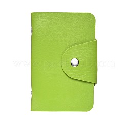 20 Slots Imitation Leather Rectangle DIY Nail Art Image Plate Storage Bags, Stamping Template Card Holder, with Snap Buttons, Lime Green, 150x100x15mm