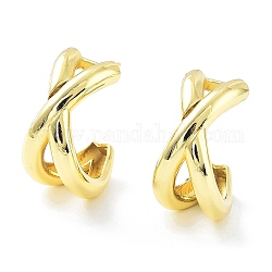 Letter X Rack Plating Brass Studs Earrings for Women, Long-Lasting Plated, Lead Free & Cadmium Free, Real 18K Gold Plated, 24.5x14mm