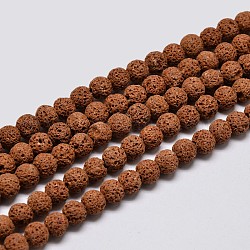 Runde Perlenstränge aus natürlichem Lavastein, gefärbt, Sienaerde, 8 mm, Bohrung: 1 mm, ca. 50 Stk. / Strang, 15.7 Zoll