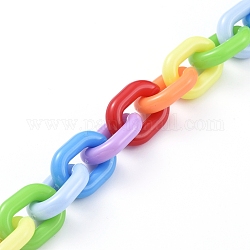 Cadenas de cable de acrílico hechas a mano, oval, colorido, Enlaces: 19x14x4 mm, aproximadamente 39.37 pulgada (1 m) / hebra