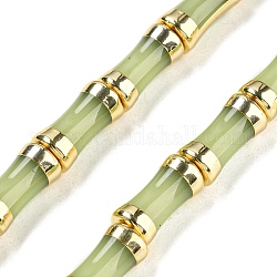 Perles en verre, avec emembouts en laiton doré, baton de bambou, vert de mer foncé, 12.7x6mm, Trou: 1.1mm, Environ 30 pcs/chapelet, 14.96 pouce (38 cm)