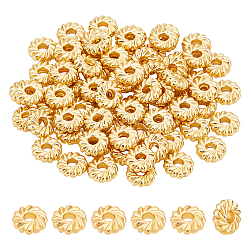 BENECREAT 100Pcs 18K Real Gold Plated Spacer Beads Flower Bead Cap 8mm Golden Loose Spacer Beads for Bracelet Necklace Earring Jewelry Making(Hole: 2mm)