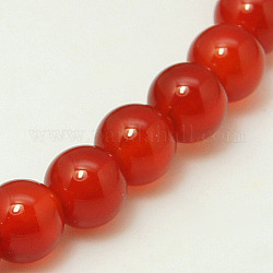 Chapelets de perles en cornaline naturelle, teints et chauffée, Grade a, ronde, rouge, 10mm, Trou: 1mm