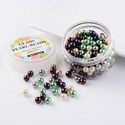 Sets de perles en verre, halloween mix, Écologiques, ronde, teinte, couleur mixte, 8mm, Trou: 0.7~1.1mm, environ 200 pcs / boîte.