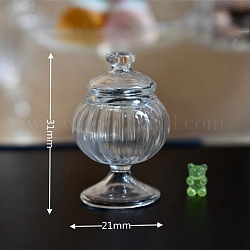 Miniatur-Glasflasche, mit Deckel, für Puppenhauszubehör, das Requisitendekorationen vortäuscht, Transparent, 21x31 mm