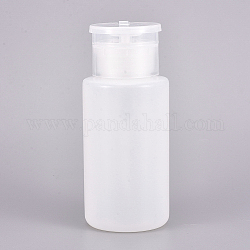 空のプラスチックプレスポンプボトル  マニキュアリムーバー清潔な液体の水の貯蔵ボトル  フリップトップキャップ付き  ホワイト  12.5cm  容量：180ミリリットル