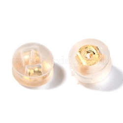 316 Surgical Stainless Steel Ear Nuts, with TPE Plastic  Findings, Earring Backs, Half Round/Dome, Real 18k Gold Plated, 4.5x5mm