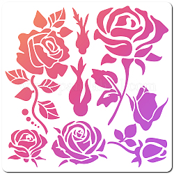 Gorgecraft rosa stencil modelli 30x30 cm bocciolo di fiore foglie modello grande plastica riutilizzabile stencil quadrati segno per la pittura su parete in legno carta di album pavimento disegno fai da te decorazione artigianato