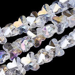 Perles en verre electroplate, de couleur plaquée ab , facette, papillon, clair ab, 8x10x6mm, Trou: 1mm