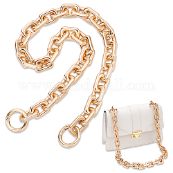Poignées de sac à chaîne croisée en aluminium recouvertes de laiton, avec anneau à ressort, or clair, 61x1.7 cm