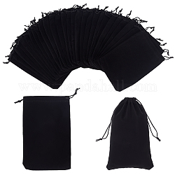 Bolsas de terciopelo rectángulo, bolsas de regalo de dulces bolsos de favores de boda de fiesta de navidad, negro, 23x15 cm