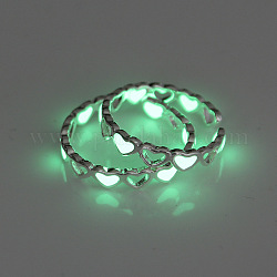 Anillo de puño de aleación de corazón luminoso, joyas que brillan en la oscuridad para mujer, verde primavera medio, nosotros tamaño 7 3/4 (17.9 mm)