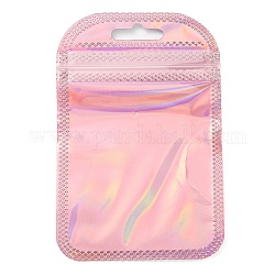 Bolsas con cierre zip yinyang de embalaje láser de plástico, bolsas superiores autoselladas, Rectángulo, rosa, 10x6.5x0.15 cm, espesor unilateral: 2.5 mil (0.065 mm)