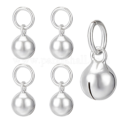 Benecreat 5 pz pendenti in argento sterling, charms campana, con anelli di salto, argento, 8.8x6mm, Foro: 4 mm