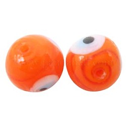 Handmade Lampwork Beads, Evil Eye, Orange, 6mm, Hole: 2mm