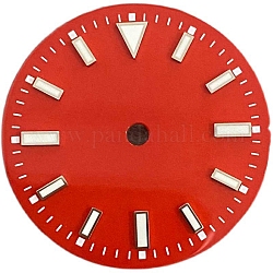 Resplandor luminoso en la esfera de reloj de latón oscuro, plano y redondo, rojo, 29mm