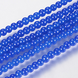 Imitation Jade Glass Beads Strands, Spray Painted, Round, Blue, 8mm, Hole: 1.3~1.6mm, about 100pcs/strand, 31.4 inch
